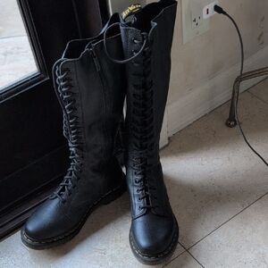Dr. Martens Black Lace-Up Knee-High Boots